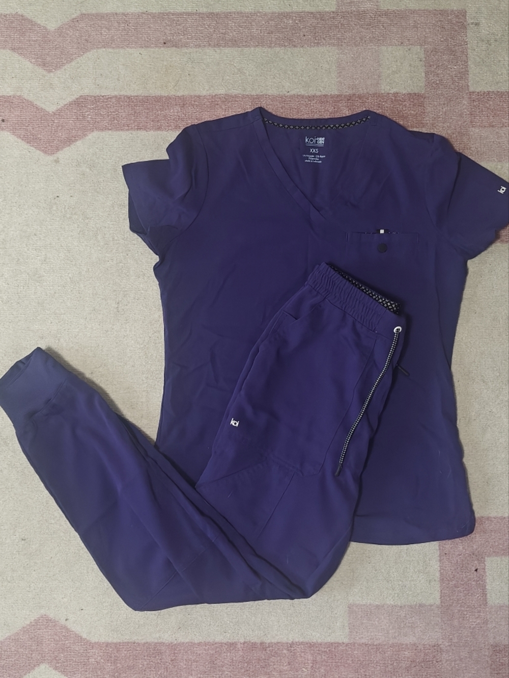 Koi Next Gen Purple V-Neck Scrub Top & Jogger Set